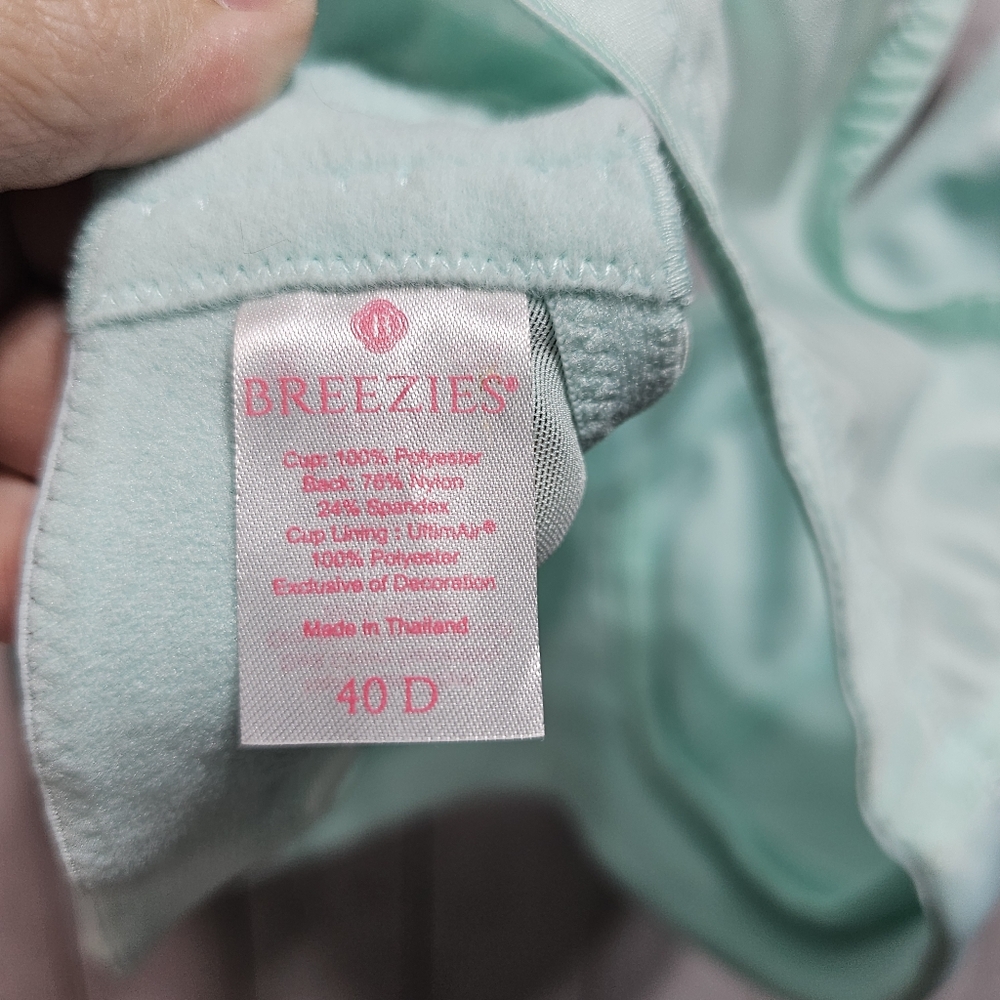 Breezies Celedon Aqua Pin-Up Full Coverage Unlined Wirefree Support Bra Size 40d View 6